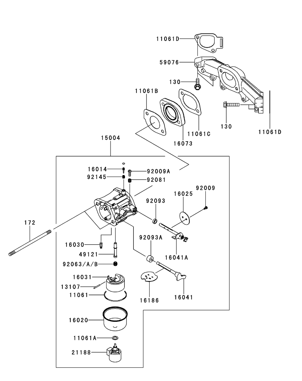 Kawasaki Fr730v-As05 Carburetor Diagram and Parts List for Z-FORCESZ48 (17AIDGHB-17AIDGHB010)(2015) Cub Cadet Lawn Tractor